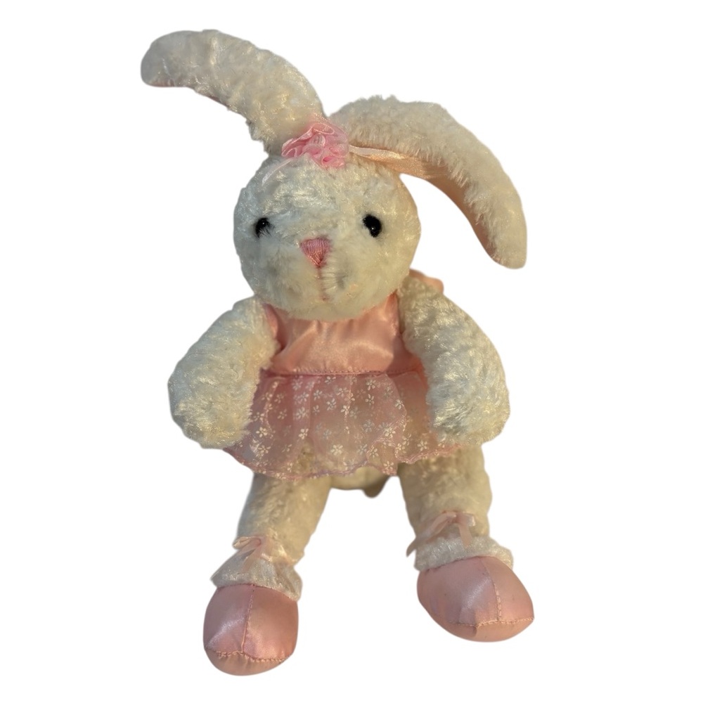 Walmart White Bunny Ballerina Plushie Stuffed Animal Satin Tulle Pink Tutu NEW